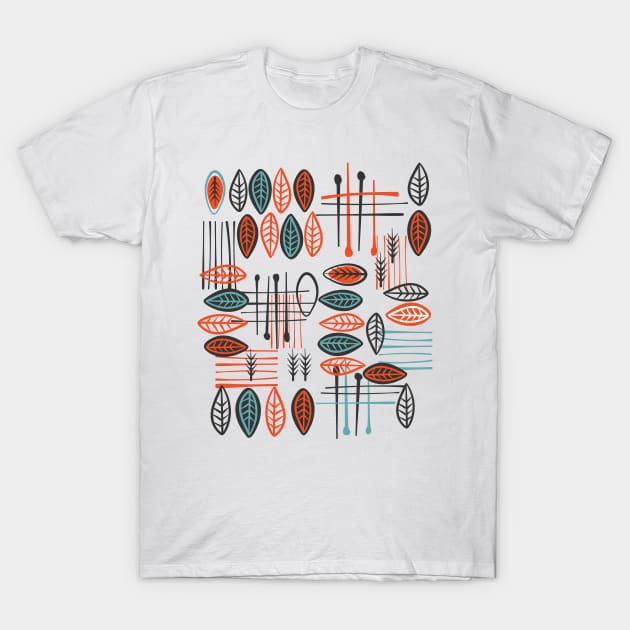 Mid Century Modern Leaves T-Shirt by SWON Design